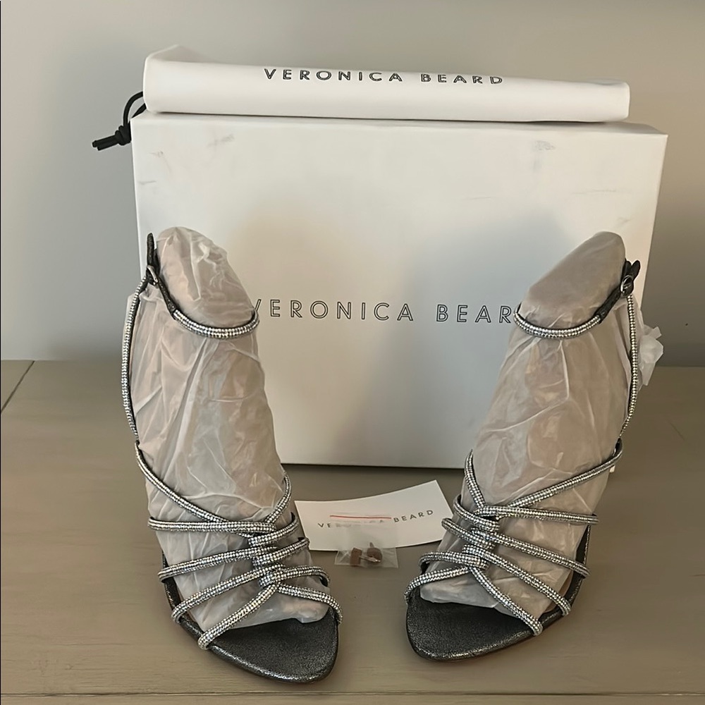 Veronica Beard‎ Silver Strappy Heeled Sandals